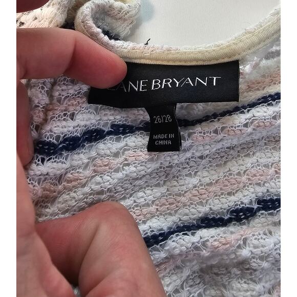 Lane bryant 26 / 28 open knit striped shawl open cardigan office teacher sweater - Picture 8 of 8